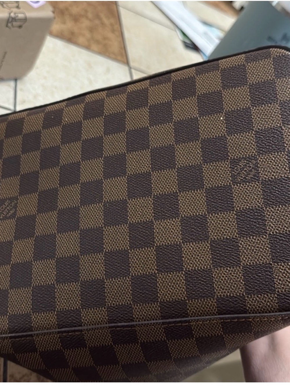 Louis Vuitton Brown and Tan Damier Ebene Crossbody with Gold Hardware - Picture 2 of 4